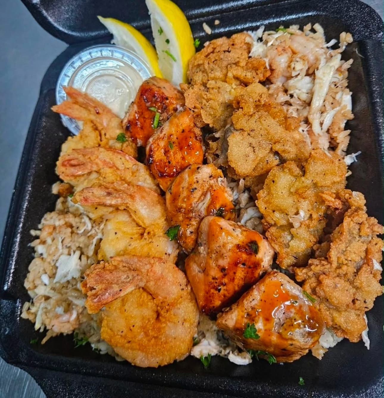 Kabob with Fried Rice & Shrimp